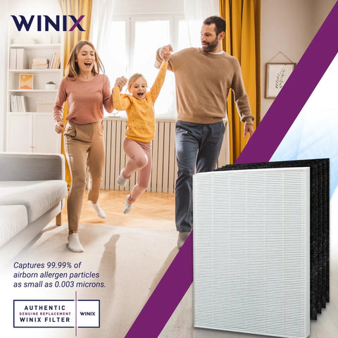 Family enjoying clean air at home with Replacement Filter A For C535, 5300-2, P300, And 5300 Air Purifiers - White And Black