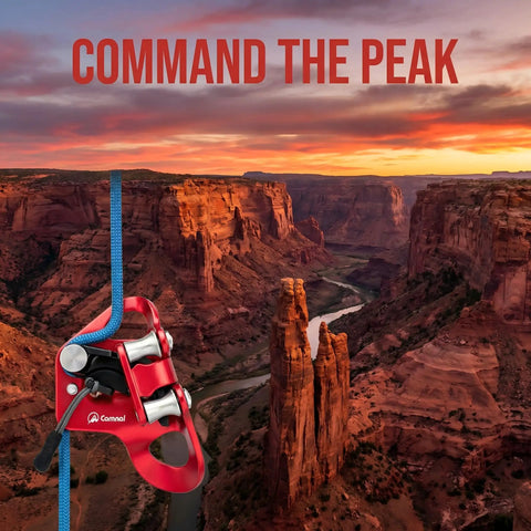 Pro Chest Ascender For Rock Climbing And Rescue With 7075 Aluminum Rope Ascender Dual Carabiner Slots One Hand Operation 300Kg Working Load with canyon background
