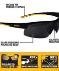 Polarized Safety Glasses With Z87.1 Rating Built For Grind-Ready Outdoor Work On The Job Site Glare Reducing Lenses