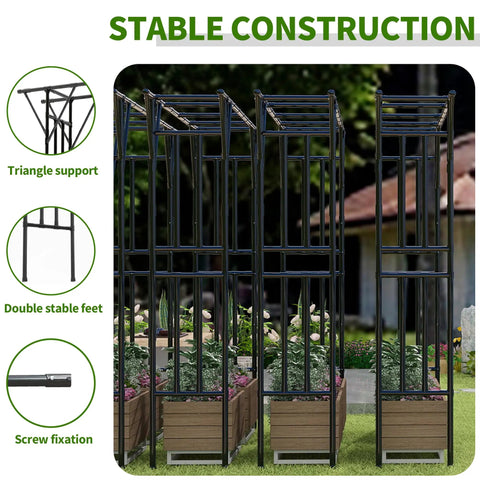 Flat Top Garden Arch Trellis 11 Ft By 9 Ft, Super Large Arbor For Climbing Plants, PE-Coated Steel frame with stability features