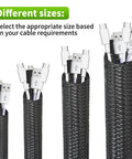 Split Wire Loom One Half Inch 50 Feet Braided Cable Sleeve For Cable Management And Pet Safe Protection shown in various sizes