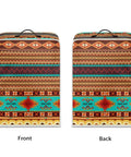 Real Deal Native American Geometric Stripe Waterproof Dust Cover for appliances, front and back view, 13.6x10.2x14 inches.
