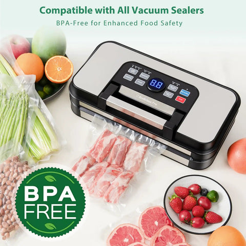 Heavy Duty Vacuum Sealer Bags Rolls Set For Food Storage Commercial Grade 6 Pack Includes BPA Free Food Items Sealed