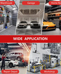 Badass Heavy Duty H Frame Hydraulic Shop Press With Killer 6 Ton Capacity shown in garage and workshop settings for auto repair and maintenance.