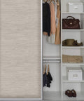 Cream Vinyl Grassweave Peel And Stick Wallpaper For Easy DIY Accent Walls Repositionable And No Mess Safe On Painted Walls Quick Remove Without Damage Ideal For Renters used as sliding closet door covering