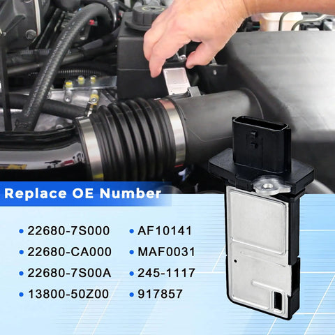 Mass Air Flow Sensor MAF for Nissan 350Z 370Z Altima Frontier Murano Xterra Infiniti G35 G37 installed in engine bay