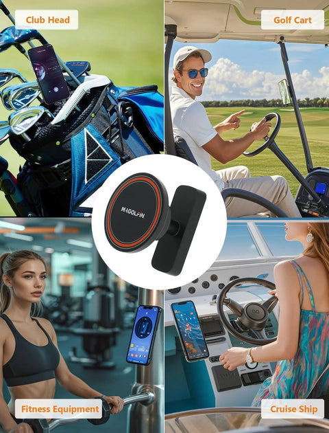 2 Pack Magnetic Golf Cart Phone Holder N52 Super Strong Magnets Grip Tight One Hand Operation Snap Secure Mount Fits Ezgo Club Car Yamaha on golf cart dashboard.