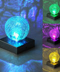 4x4 Solar Post Cap Lights For Deck, Fence, And Outdoor Railings With Crackle Glass, Color Changing LED, glowing various colors