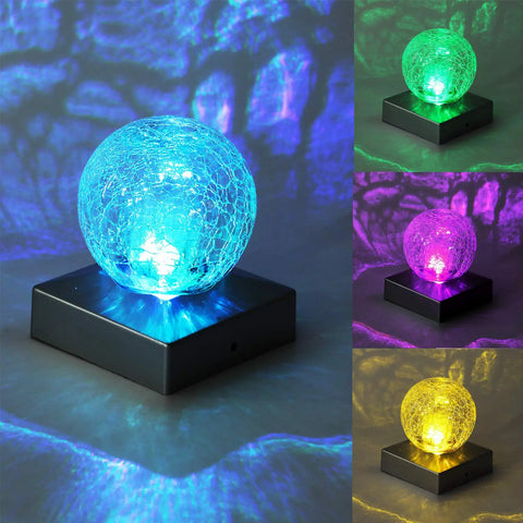 4x4 Solar Post Cap Lights For Deck, Fence, And Outdoor Railings With Crackle Glass, Color Changing LED, glowing various colors
