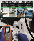 Industrial-Grade Coating Thickness Gauge With External Probe For Marine And Steelwork, Measures 0-197 mil (0-5000 microns) Fe And 0-120 mil (0-3000 microns) NFe, 0.001 mil Resolution, Factory, Zero, And Multi-Point Calibration, PC Connectivity, used on coated metal