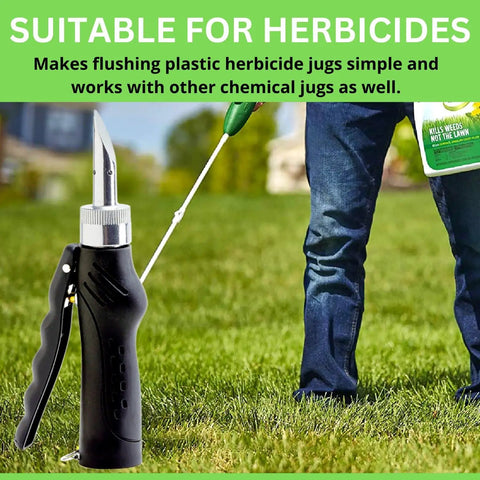 Triple Rinse Spray Nozzle for Chemical Containers, EPA Compliant, 99 Percent Residue Removal In Under A Minute in use