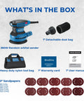 Zero Drama 5 Inch Random Orbital Sander That Delivers Heavy Hitter Power For Rapid Woodworking And Metal Polishing Tasks includes tools and accessories.