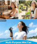 Portable Handheld USB Fan With 5000mAh Rechargeable Battery LED Display Foldable Design 199 Adjustable Speeds used outdoors