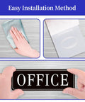 Installation of Self-Adhesive Office Door Sign For Home And Business, Waterproof And Fade-Resistant Modern Matte Black Sticker For Doors And Windows, 9 Inches Long By 3 Inches Wide, Easy Peel And Stick