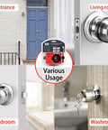 Door Lock Installation Kit For Wooden Doors With Carbon Steel Hole Saw Set And Guide Template Includes Two And One Eighth Inch And One Inch Hole Saws Arbor And Drill Bit For Easy Pro Level Install shown in various door applications