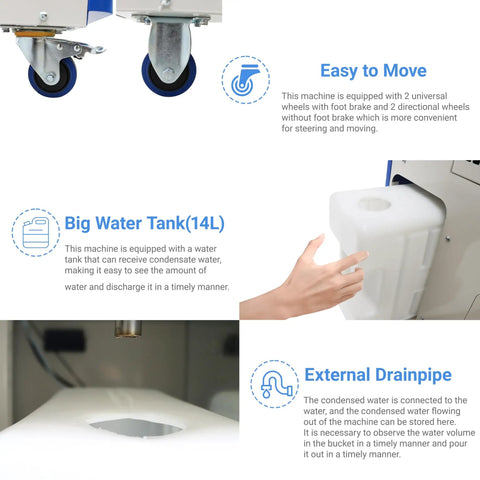 Badass Heavy Duty Spot Cooler 22178 BTU 220V Portable Air Conditioner water tank and drainage system close-up image