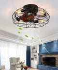 Dope 21 Inch Low Profile Farmhouse Ceiling Fan With Lights Remote Control Flush Mount Fandelier in a living room