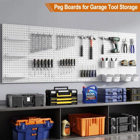 Built Tough As Nails Eight Piece Steel Pegboard Panels 16 By 12 Inch Heavy Duty Wall Storage Rack for organized garage tools.