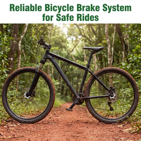 Mountain bike on forest trail with Two Pack Bike Flange Adapters For Disc Brake Hubs 6 Bolt 44mm To 1.73 Inch Conversion.