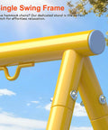 Close-up of yellow Beefy Heavy Duty Steel Swing Stand For Outdoor Use With 500Lb Capacity, universal frame for backyard setup