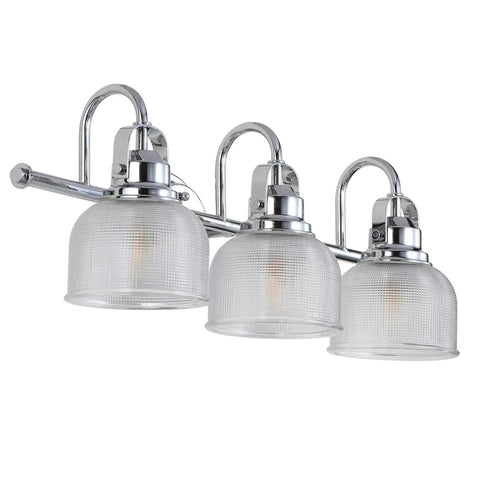 Dope Chrome 3 Light LED Bathroom Vanity Wall Sconce With Clear Glass Bell Shades ETL Listed Includes LED Bulbs For Hallways Mirrors And Kitchens