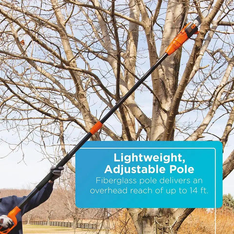20V Max Cordless Pole Saw Kit With 14 Inch Guide Bar And Lithium Battery For Smooth Tree Trimming And Tall Branch Cleanup Plug Free Backyard Boss Tool That Chops Through Heavy Duty Limbs Without Breaking A Sweat