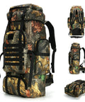 70L Tactical Camping Backpack For Outdoor Adventures, Rugged 600D Waterproof Oxford Rucksack With MOLLE, camouflage design view
