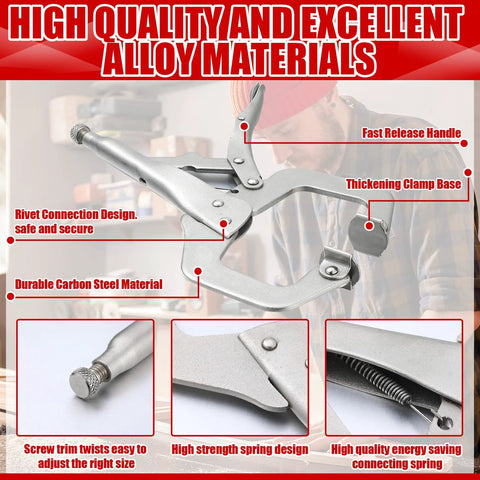 Yexiya 10-Pcs locking C-clamps, 4-inch carbon steel locking pliers with swivel pad and quick-release handle