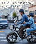 Two Seater Fat Tire Electric Bike With 1000W Peak Motor Up To 60 Mile Range Large Removable Battery 20 Inch All Terrain E Bike For City Commutes And Weekend Rides with two riders in city street
