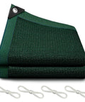 Folded 90 Percent Blackish Green Shade Cloth 6.5x10 Ft Beefy HDPE Shade Net with reinforced grommets and included ropes.