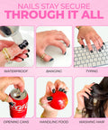Brush On Nail Glue For Press On Nails With Precision Applicator Pink Gel Adhesive in everyday activities.