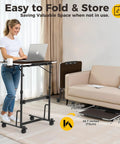 Adjustable Sit Stand Rolling Desk Built Tough With Slick Gliding Wheels And Multi Level Height Tuning For A Smooth Flex Workspace Anywhere in use with laptop.