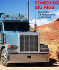 Blue big rig truck using 3 Foot Fiberglass CB Radio Antenna With 1000 Watt Rating Black Finish Built Tough Stainless Steel