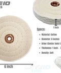 Grind Ready Buffing Wheels For Bench Grinders Set Of Two Six Inch Pads Half Inch Center Hole, 6 inch soft cotton buffing pad.