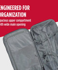FUL Workhorse 30-inch rolling duffel bag interior in gray with mesh pocket and compression straps