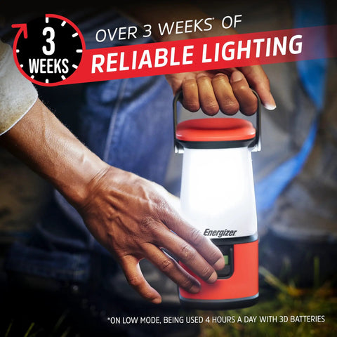 Person holding Must Have Ultra Bright LED Camping Lantern 360 Pro Battery Powered Tent Light IPX4 Water Resistant.