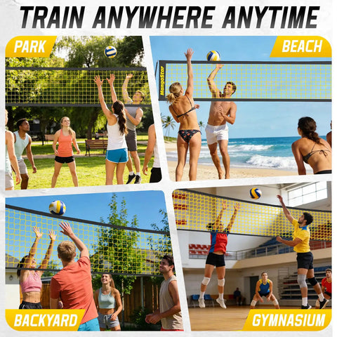 12 Foot Portable Volleyball Net For Backyard Beach Play Freestanding Adjustable Height Indoor And Outdoor Use With Carry Bag