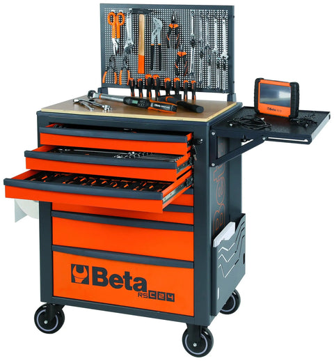 Heavy Duty Black 7 Drawer Rolling Tool Cabinet With Full 207 Piece SAE Mechanic Tool Set Built Damn Tough For Shop Life And Super Smooth Rolling Casters, featuring drawers with tools.