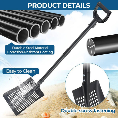 61 Inch Heavy Duty Sifter Shovel For Chicken Coops And Garden Soil Cleanup Adjustable Durable Metal With Deep Sides Ergonomic Handle