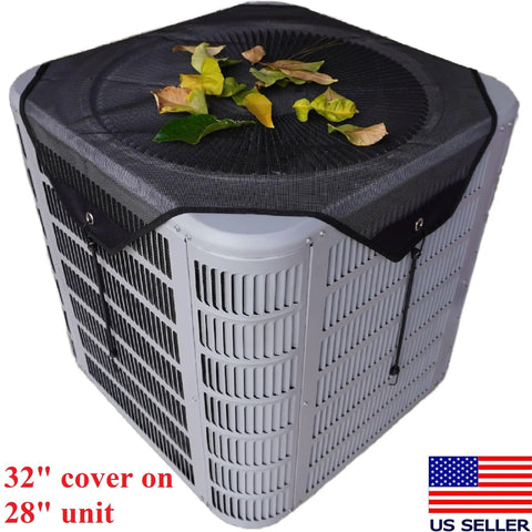 Central Air Conditioner Cover For Outside Units 32 By 32 With Adjustable Bungee Cords And Heavy Duty Mesh Top