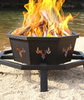 35 Inch Octagonal Outdoor Fire Pit Smokeless Wood Burning Fire Pit For Backyard Patio Camping Garden And Porch Black Outdoor Setup