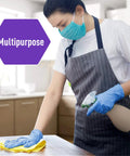 Person cleaning counter wearing Nitrile Vinyl Blend Exam Gloves Powder Free Latex Free Disposable Non Sterile Blue Large Box Of 100.