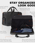30L Hybrid Weekender Duffel With Garment Bag Shoe Compartment And 18 Inch Laptop Sleeve for organized travel