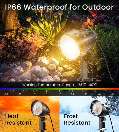 Low Voltage Landscape Lighting 12 To 24V 800 Lumens 7W Warm White 2700K IP66 Waterproof Outdoor LED Lights installed in garden