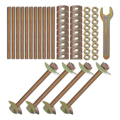 Components of Half Moon Countertop Joint Bolts Kit For Tabletops And Furniture, 12 Set Draw Bolts And Fasteners with wrench