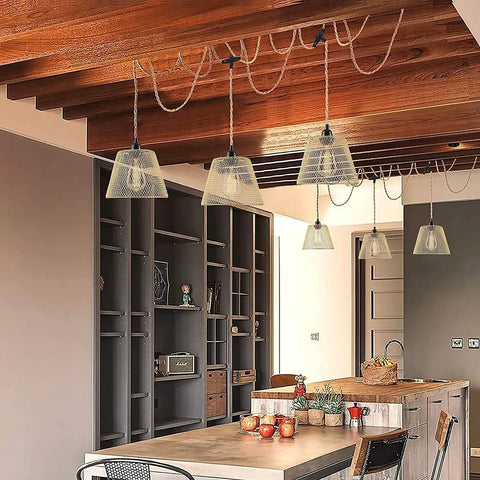 Three Light Plug In Pendant Fixture Built Different Hemp Rope Wire Hanging Lamp Fly Setup For Kitchen Island Living Room Decor.