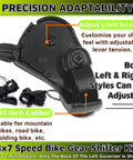 Black 7 Speed Thumb Gear Shifter Set 3x7 For Road City Mountain Bikes TX30 Lever, with adjustable limit screws and tension.