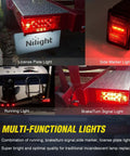 Two Pack Submersible Rectangular LED Stop Tail Turn Signal Side Marker Lights for 12V RVs, showing various light functions.
