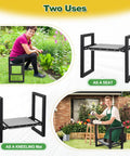 2-In-1 Foldable Garden Kneeler And Seat With Extra Wide 12.6 Inch Cushion, outdoor use, shown as seat and kneeling mat