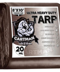 Extra Thick 8x10 Feet Brown Beefed Up Heavy Duty Poly Tarpaulin 20 Mil Waterproof UV Resistant With Reinforced Edges